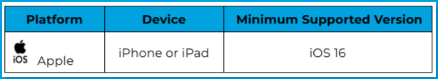 Apple_Mobile_Compatibility.png | Table depicting minimum supported versions needed for the Apple mobile app - iOS 17