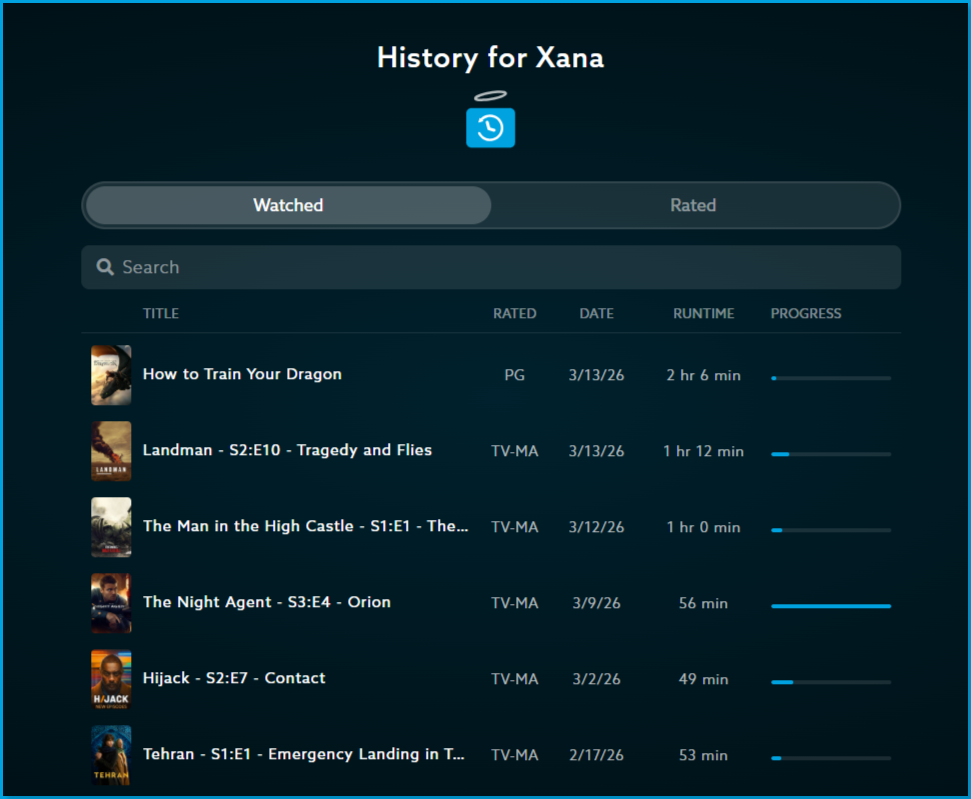 History.png | Screenshot of watched history